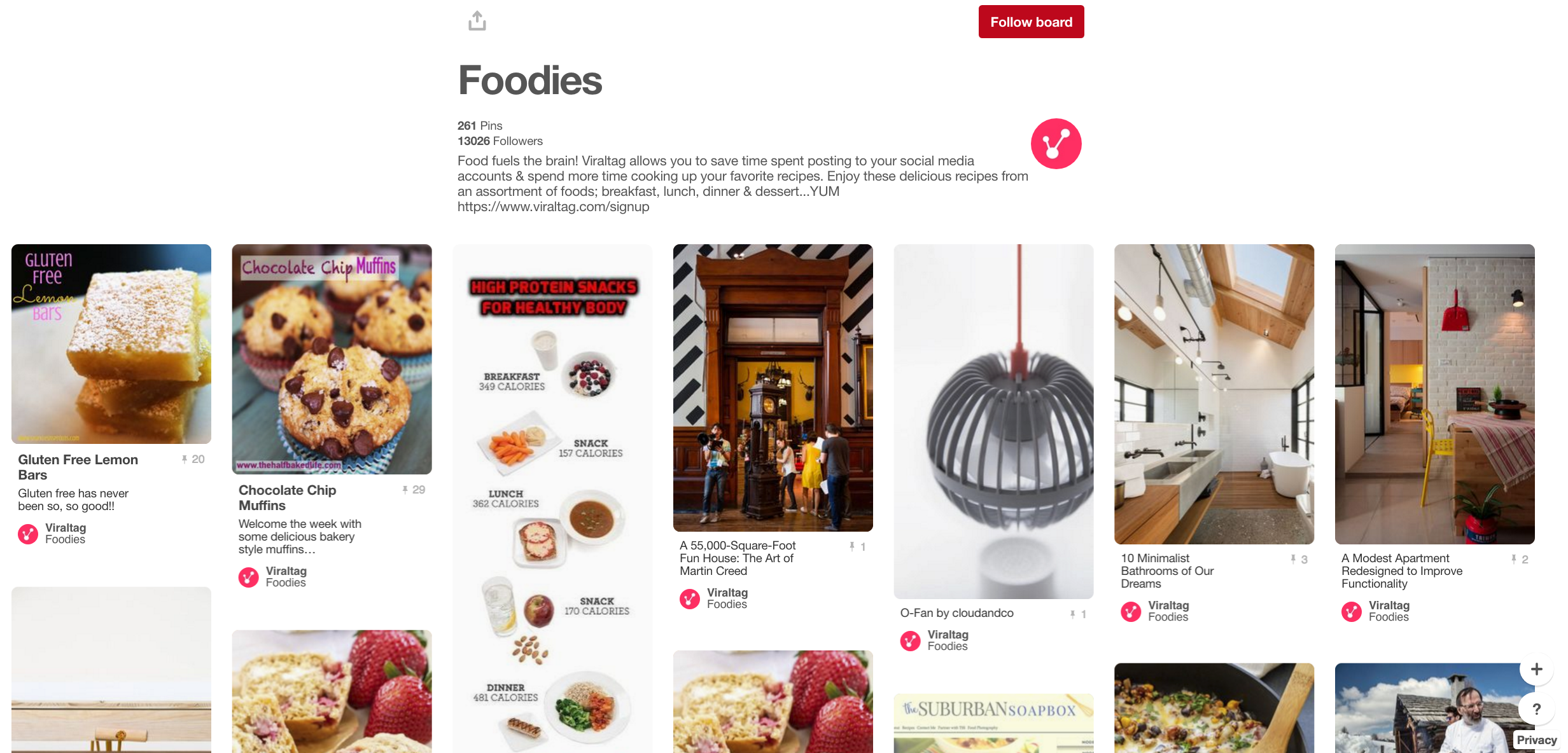 Viraltag 'Foodies' board