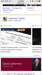 Letterman Twitter on Google