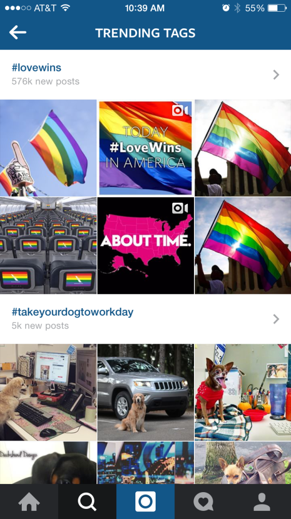 Trending hashtags on Instagram